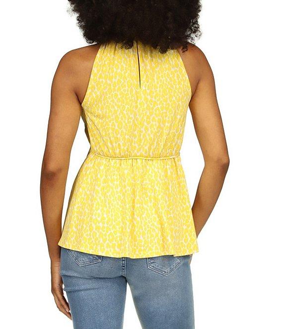 Michael Kors Printed Keyhole Halter Neckline Sleeveless Top Product Image
