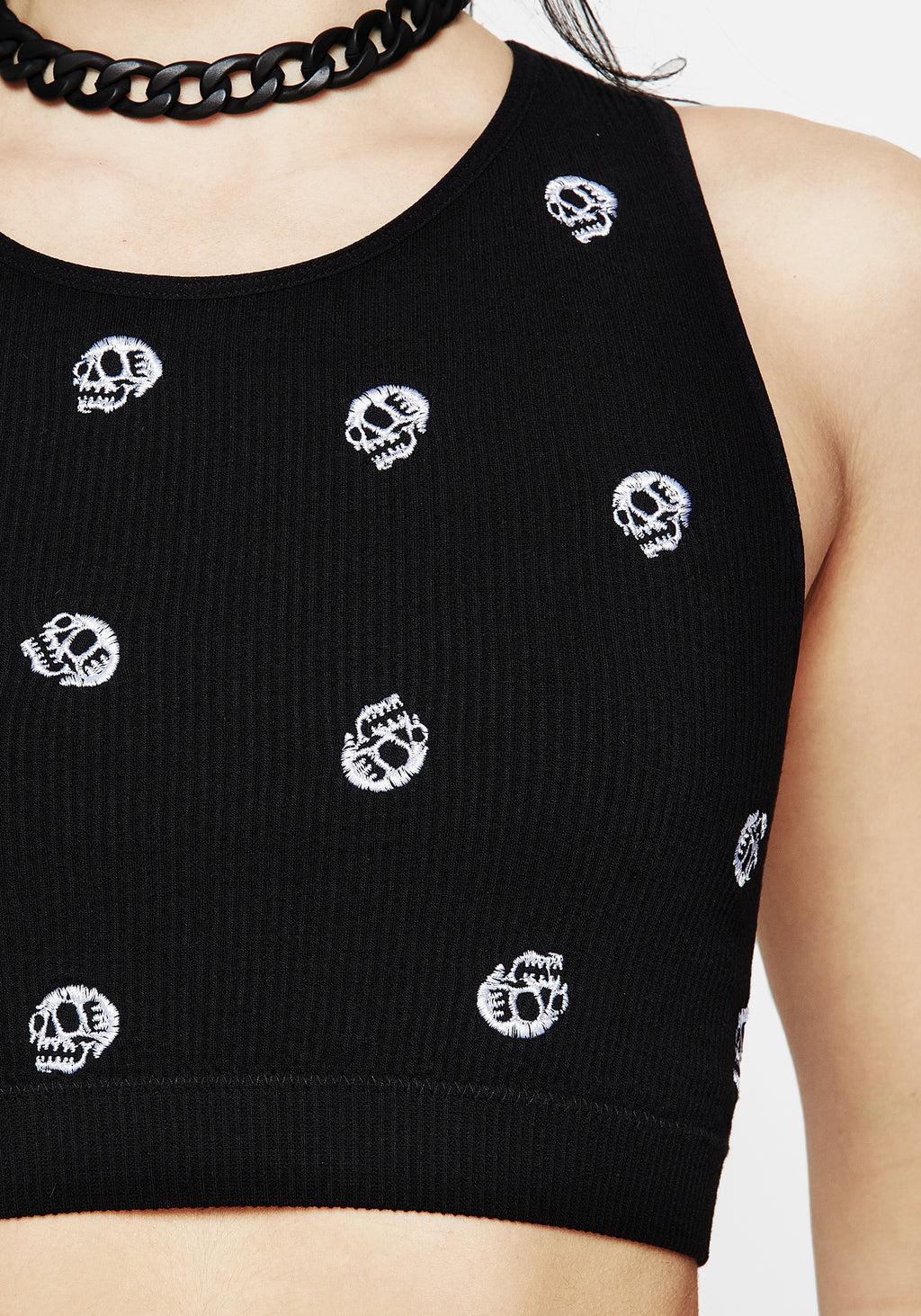 Mori Skull Embroidered Racerback Bralet Product Image