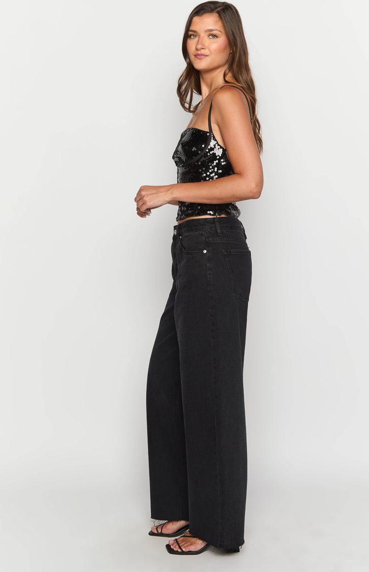 She's Yours Black Wide Leg Boyfriend Jeans Girls Product Image