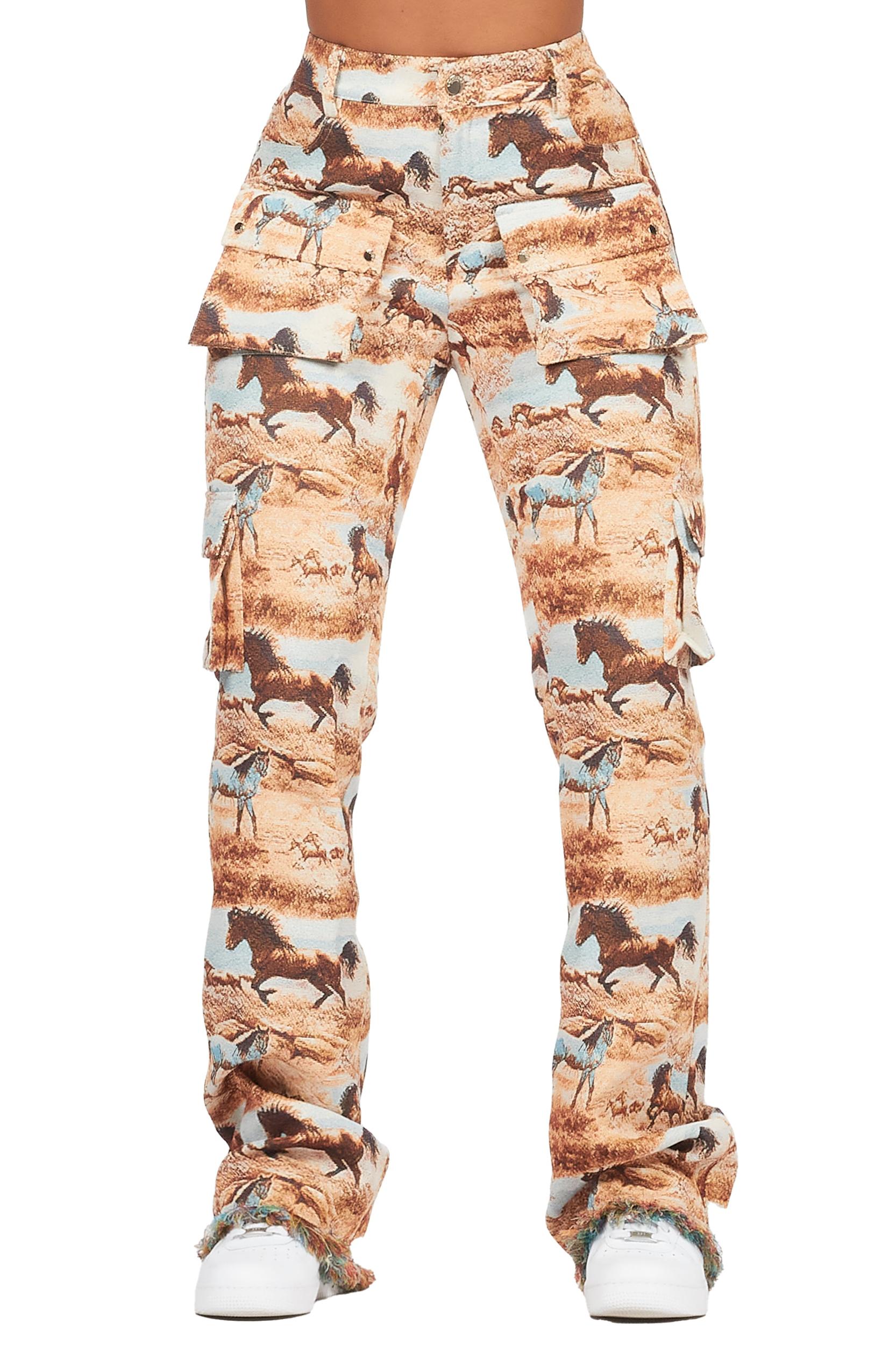 Denea Beige Cargo Tapestry Pant Female Product Image