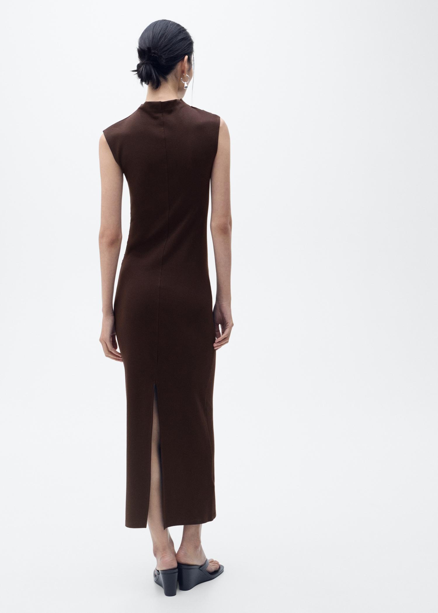 Draped dress with perkins collar - Women | MANGO USA Product Image