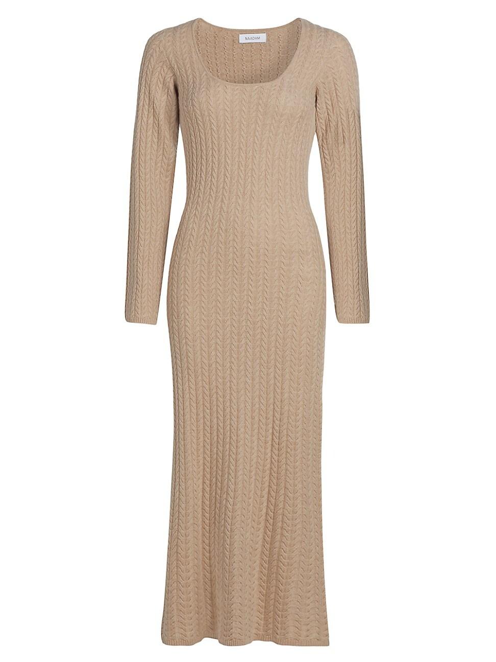 Womens Wool & Cashmere Cable-Knit Midi-Dress Product Image