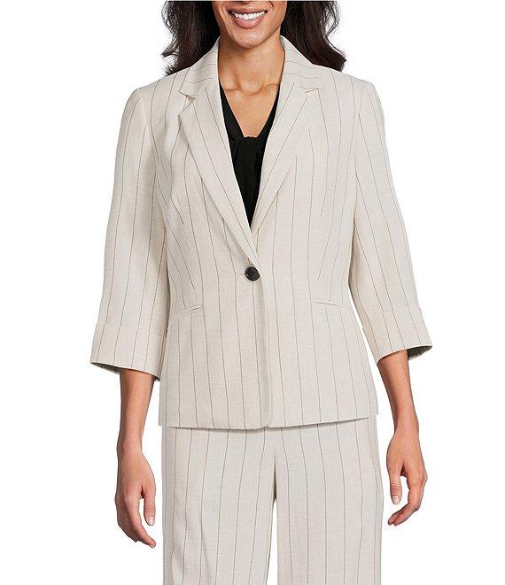 Kasper Pinstripe Notch Collar One-Button Jacket Product Image