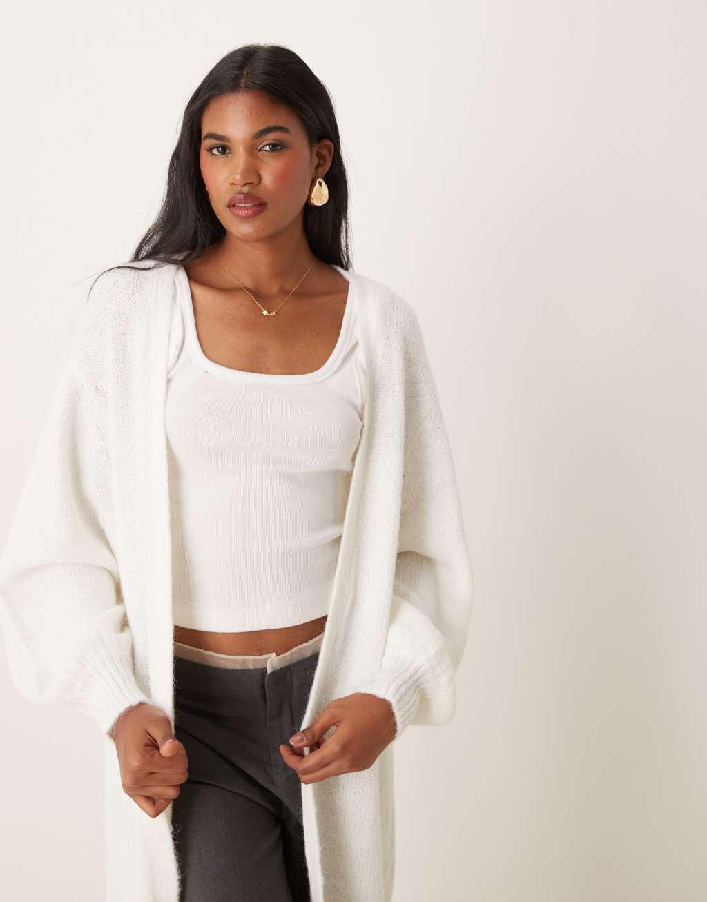 Miss Selfridge maxi cardigan in cream Product Image