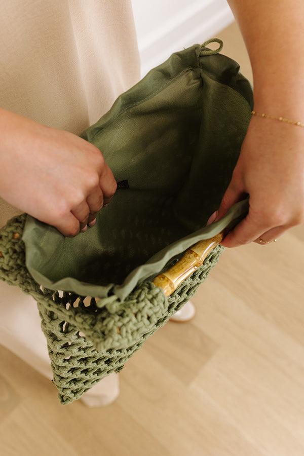 Coastal Cutie Crochet Clutch in Olive Product Image