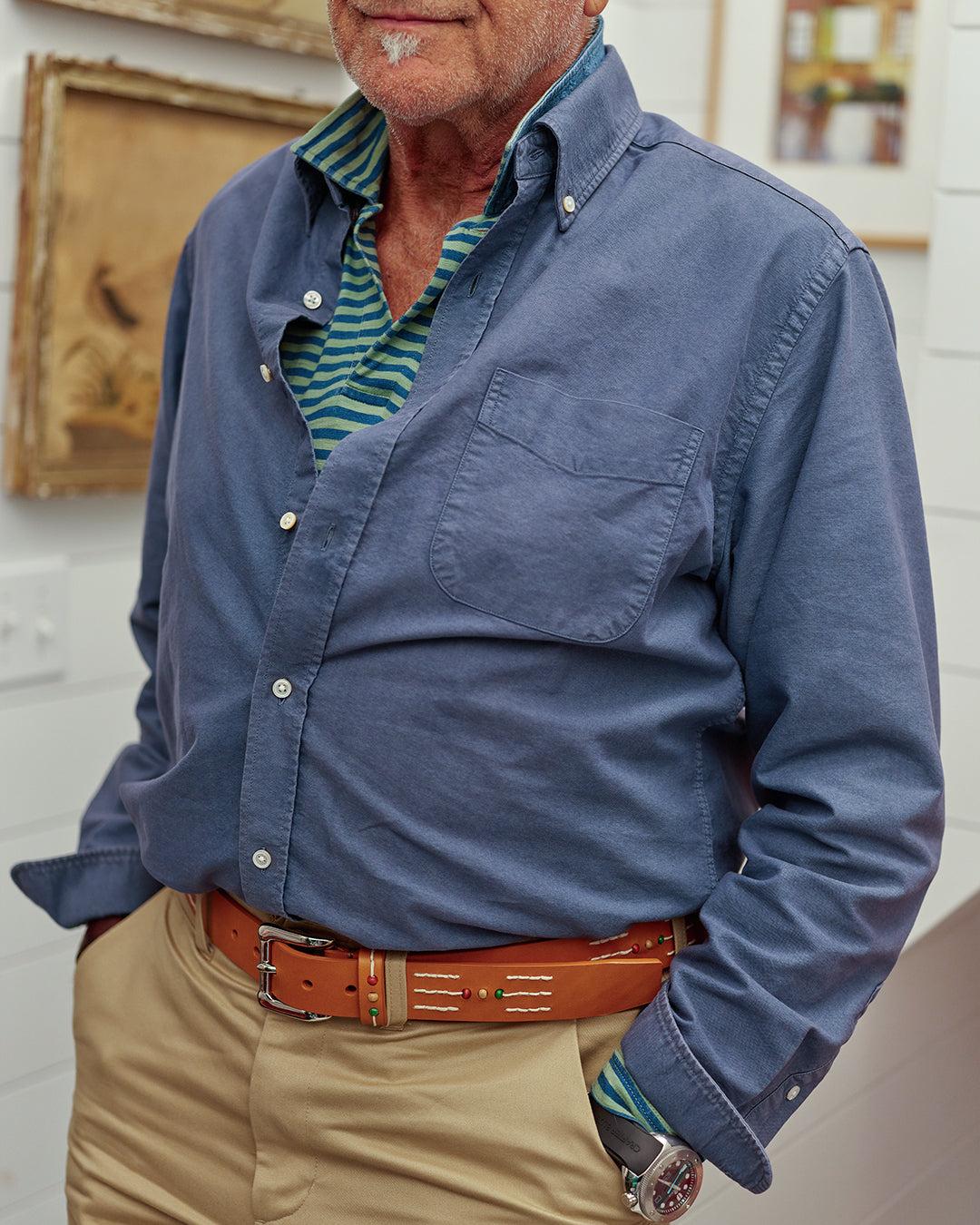 Garment Dyed Oxford Shirt in Weathered Navy Product Image