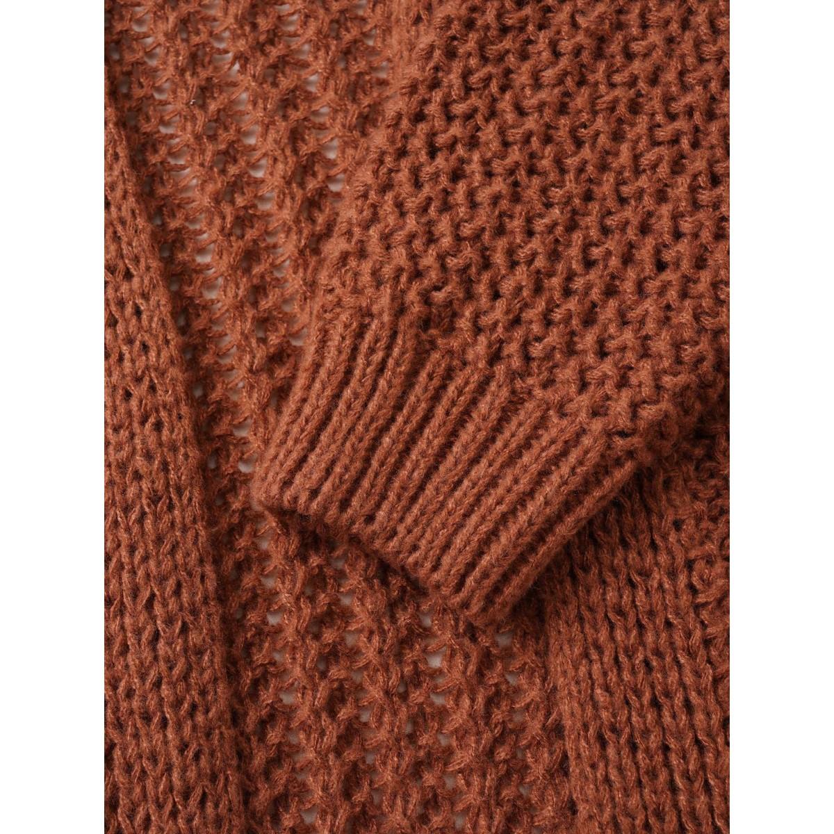 Plus Size Plain Dual Pocket Open Front Cardigan Chocolate Women Casual Loose Long Sleeve Dailywear Cardigans BloomChic 28/5X Product Image