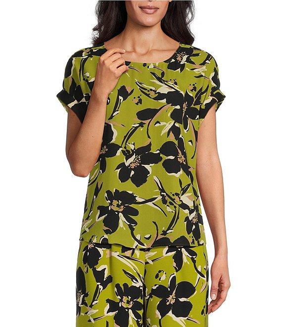 Investments Woven Short Cuff Sleeve Novelty Top Product Image