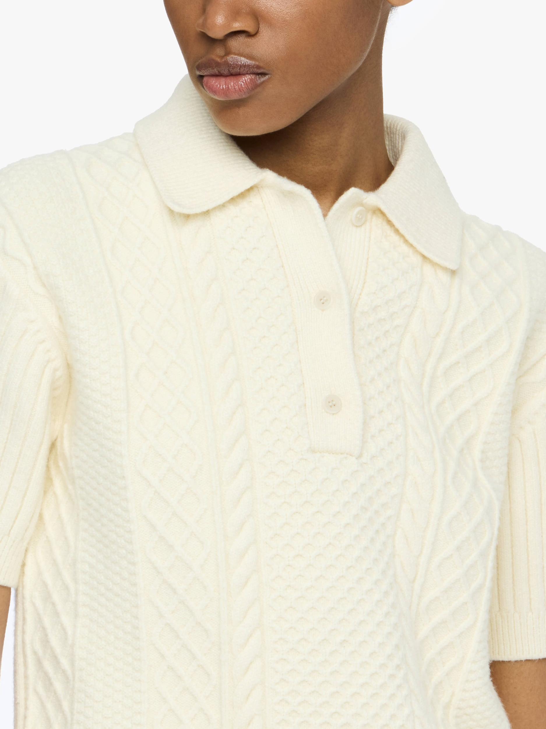 CROPPED CABLE KNIT POLO Product Image