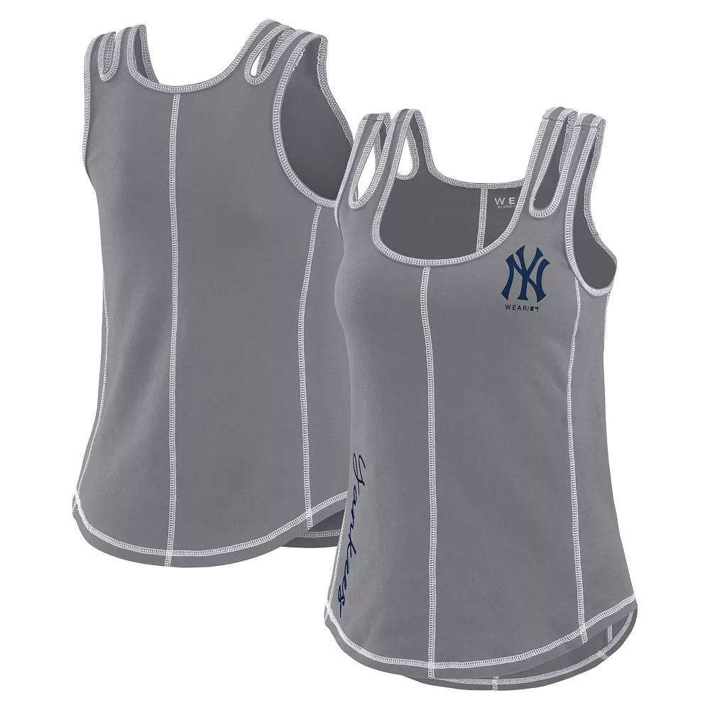 Women's WEAR by Erin Andrews Gray New York Yankees Contrast Stitch Tank Top,  Product Image