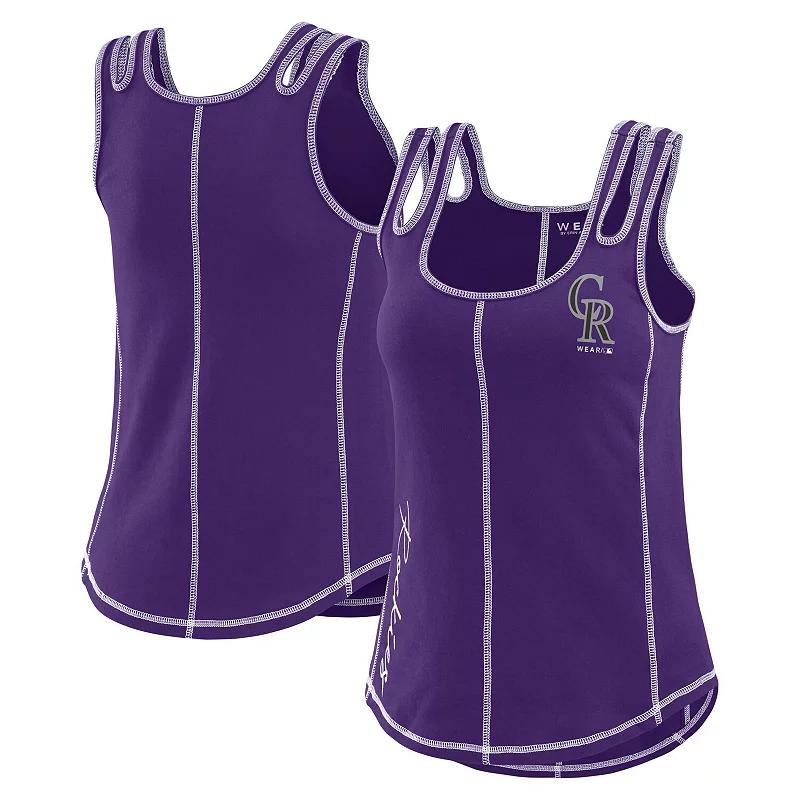 Women's WEAR by Erin Andrews Purple Colorado Rockies Contrast Stitch Tank Top,  Product Image