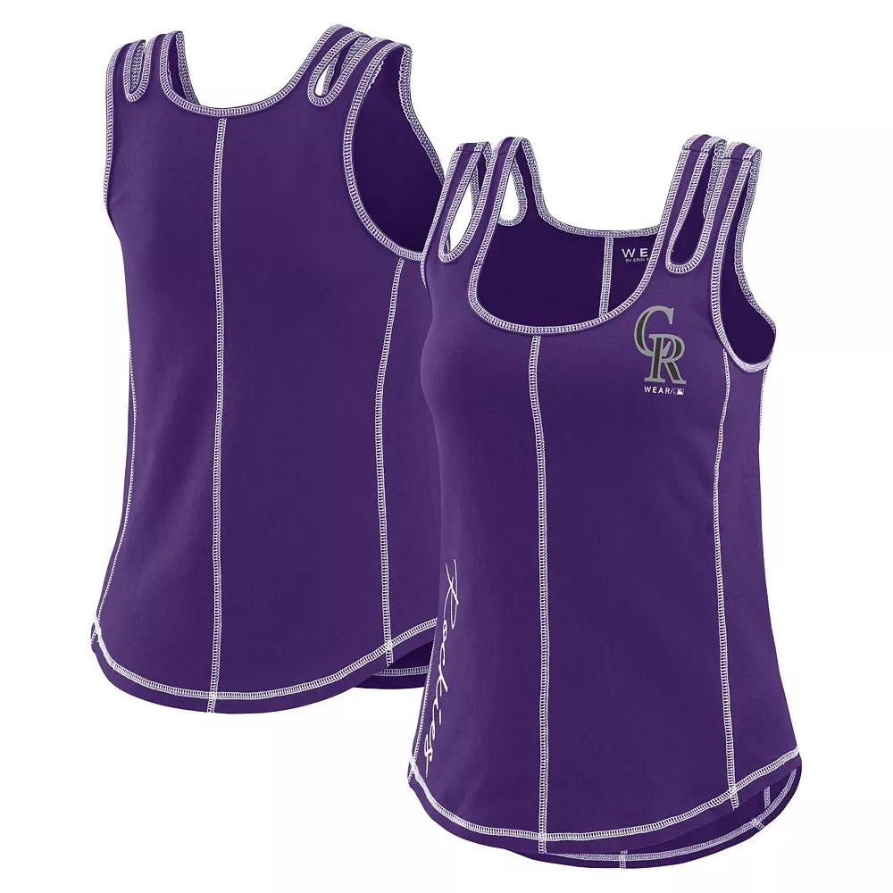 Women's WEAR by Erin Andrews Purple Colorado Rockies Contrast Stitch Tank Top,  Product Image
