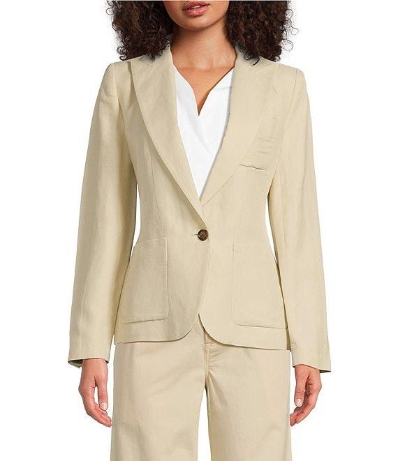 Lauren Ralph Lauren Peak Lapel Collar Long Sleeve Twill Blazer Product Image