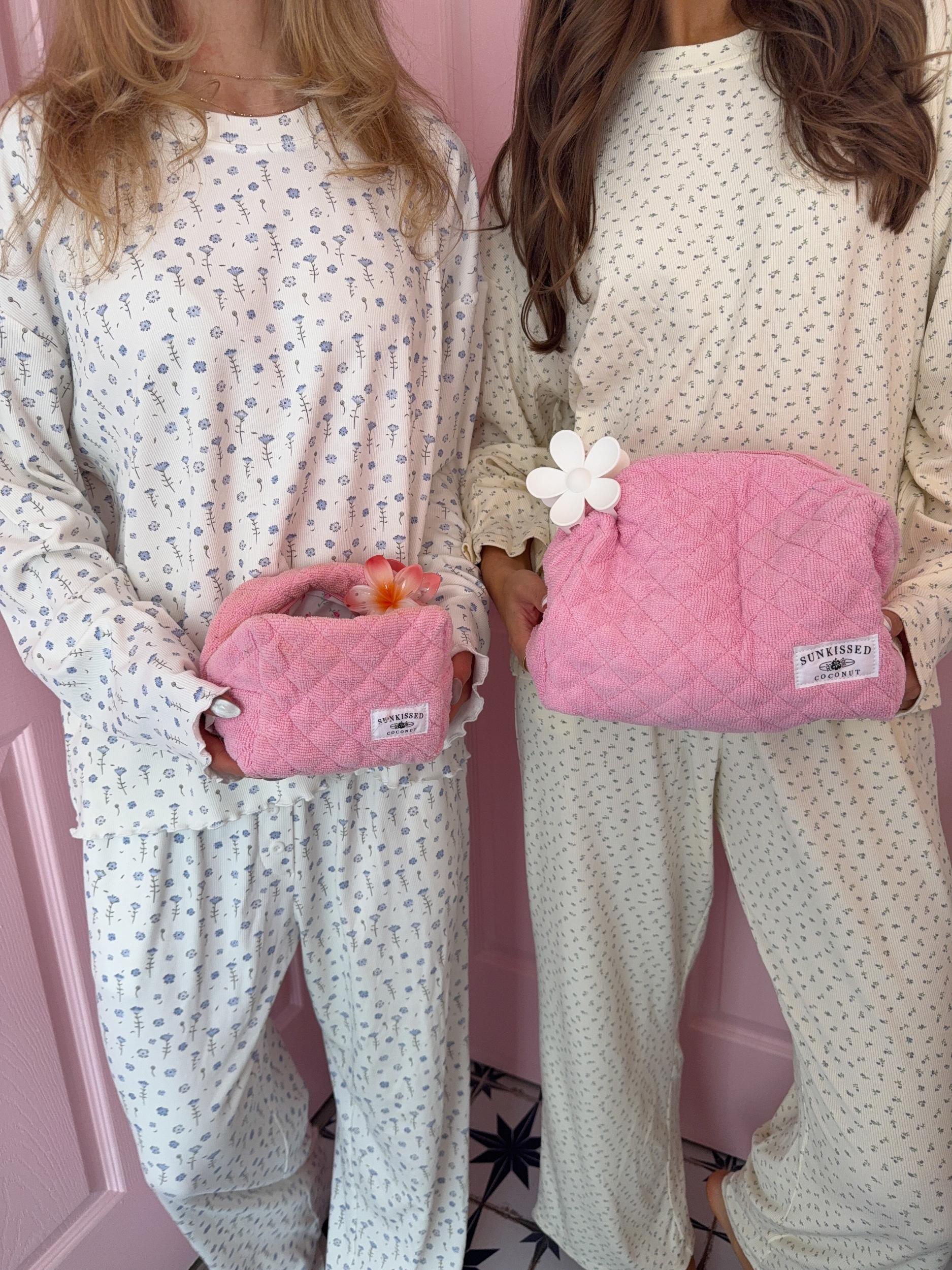 Light Pink Ditsy Floral Long Sleeve Pajama Top Product Image