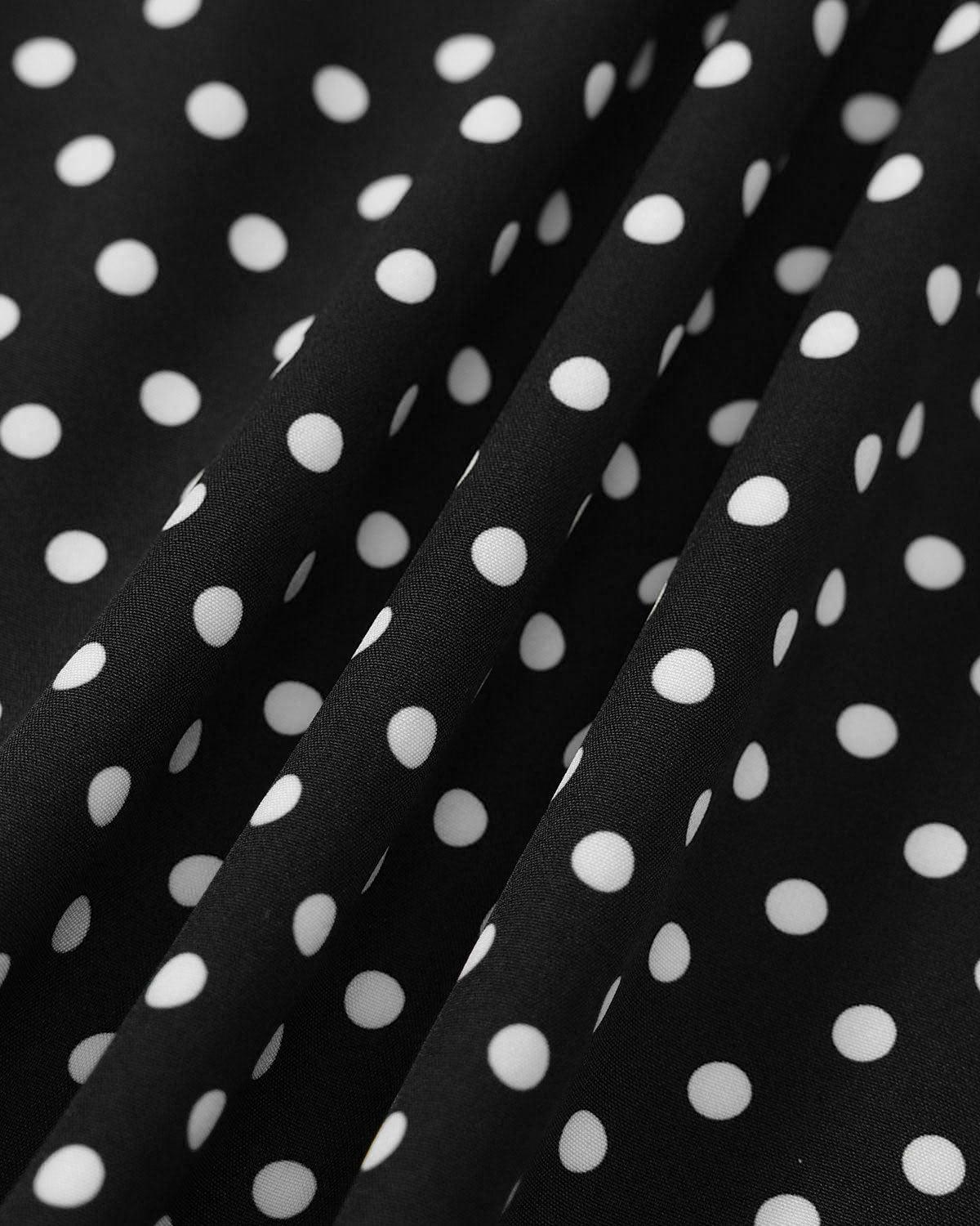 Black Polka Dot Lace Trim Maxi Dress Product Image