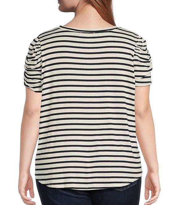 Moa Moa Plus Size Striped Short Sleeve Top Product Image