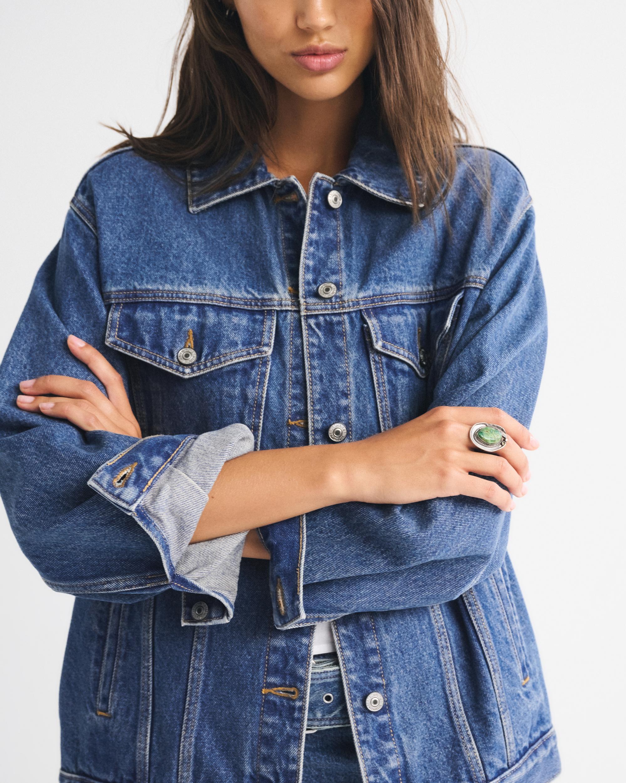 Oversized Denim Trucker Jacket Product Image