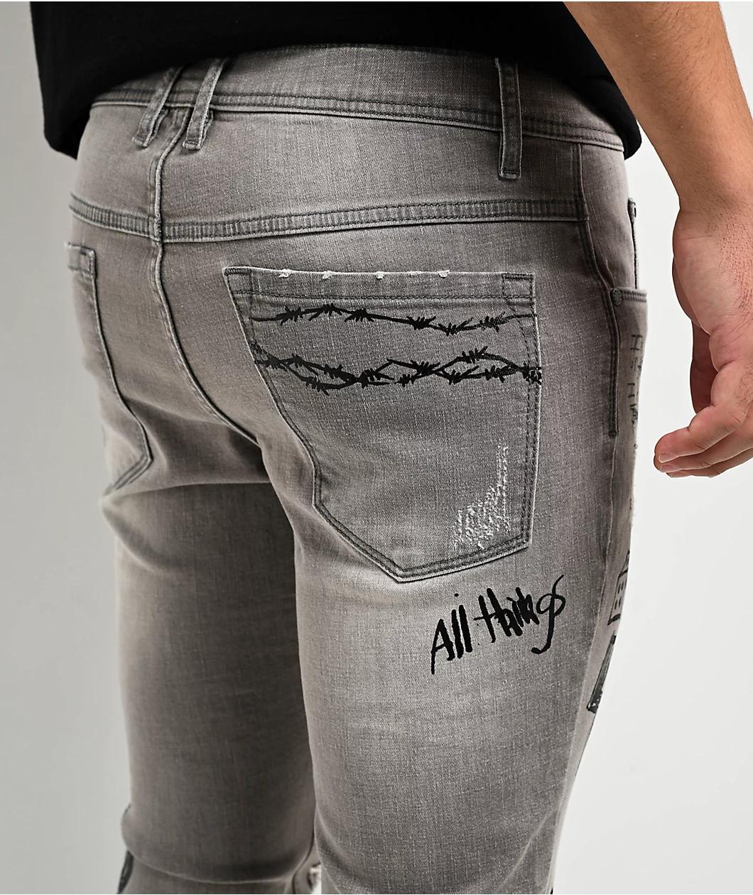 Ninth Hall Stacked Flare Grey Denim Jeans Product Image