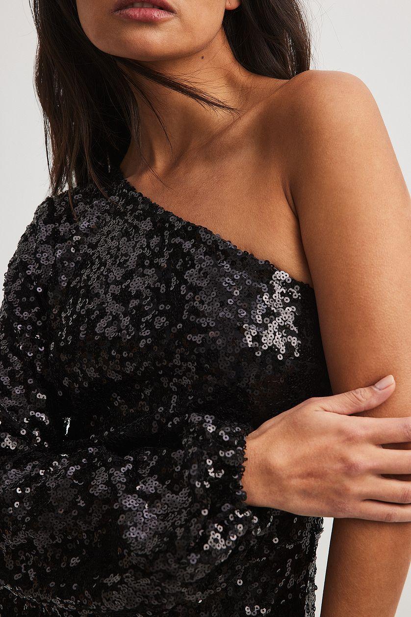 One Sleeve Sequin Mini Dress Product Image