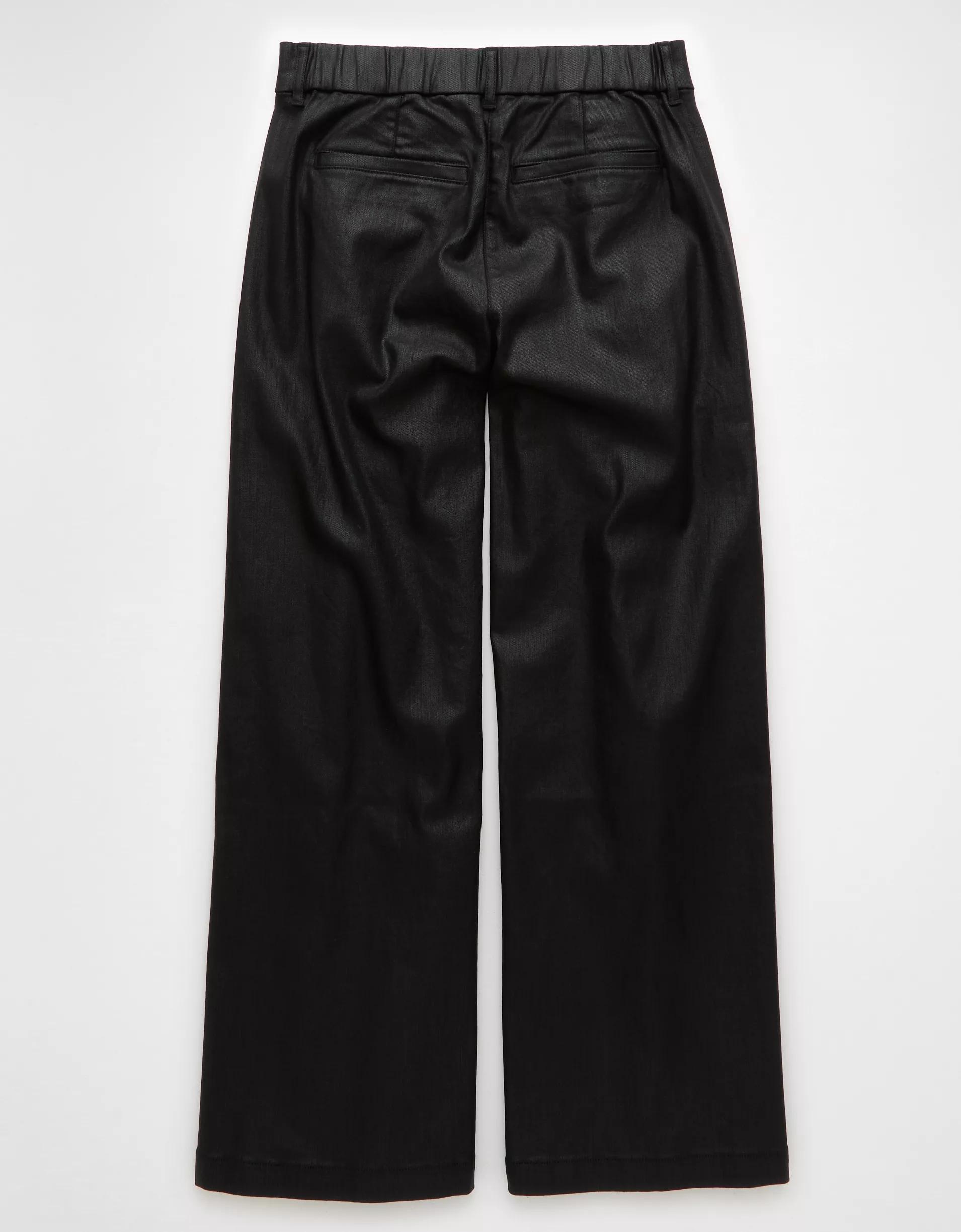 AE Stretch High-Waisted Ultra Wide-Leg Coated Trouser Jean Product Image