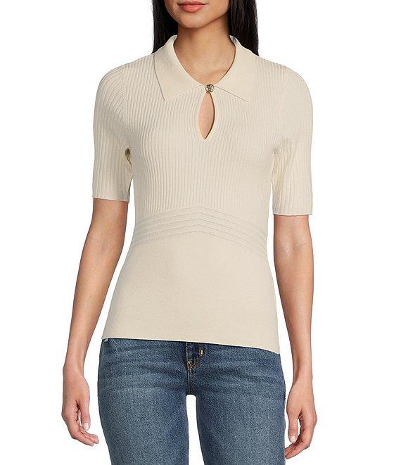 Guess Flora Short Sleeve Cutout-Detail Sweater Product Image