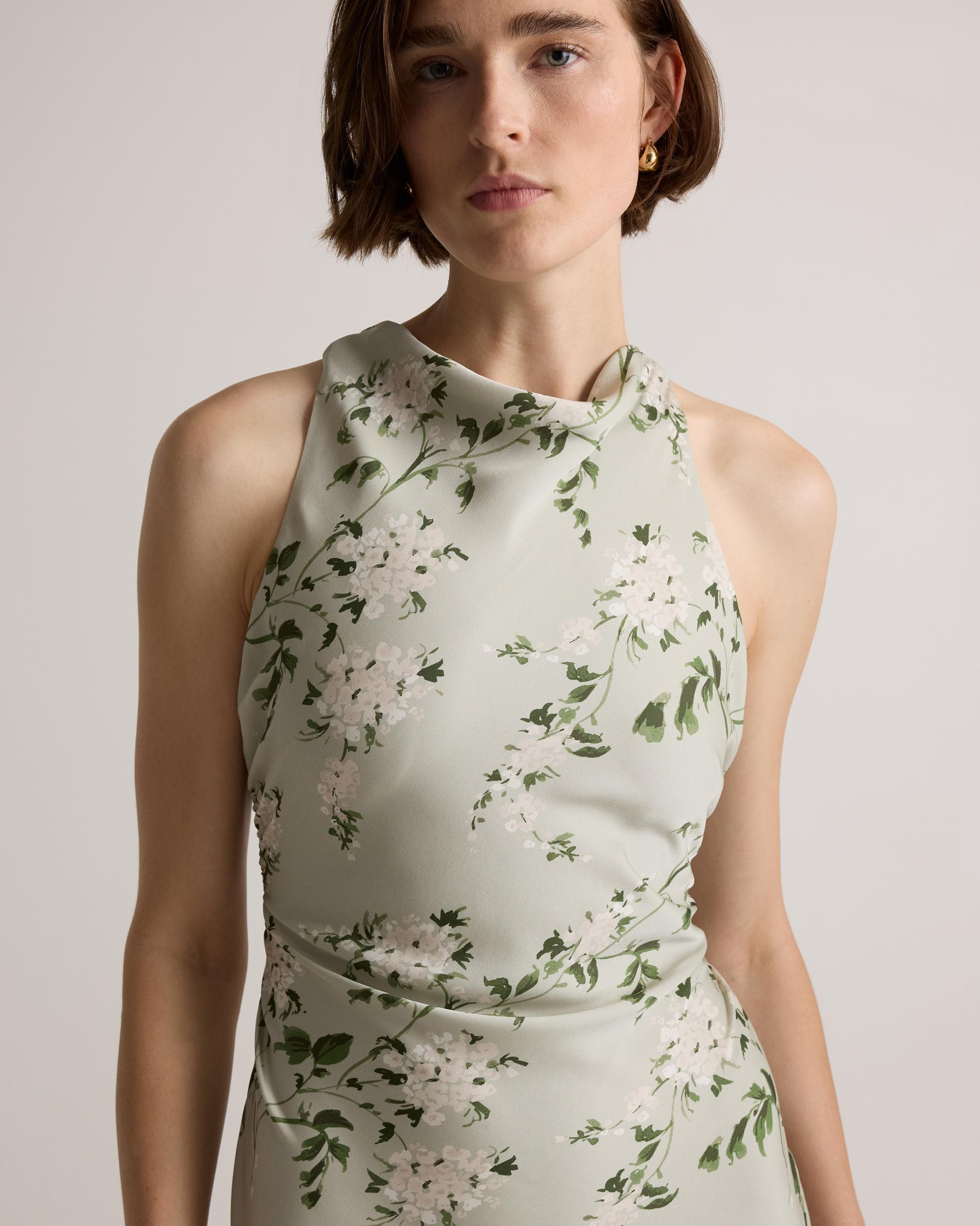 Quince | Women's Washable Stretch Silk High Neck Midi Dress Mulberry Silk Product Image