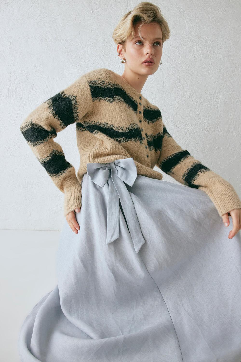 Daphne Linen Midi Dress Powder Product Image