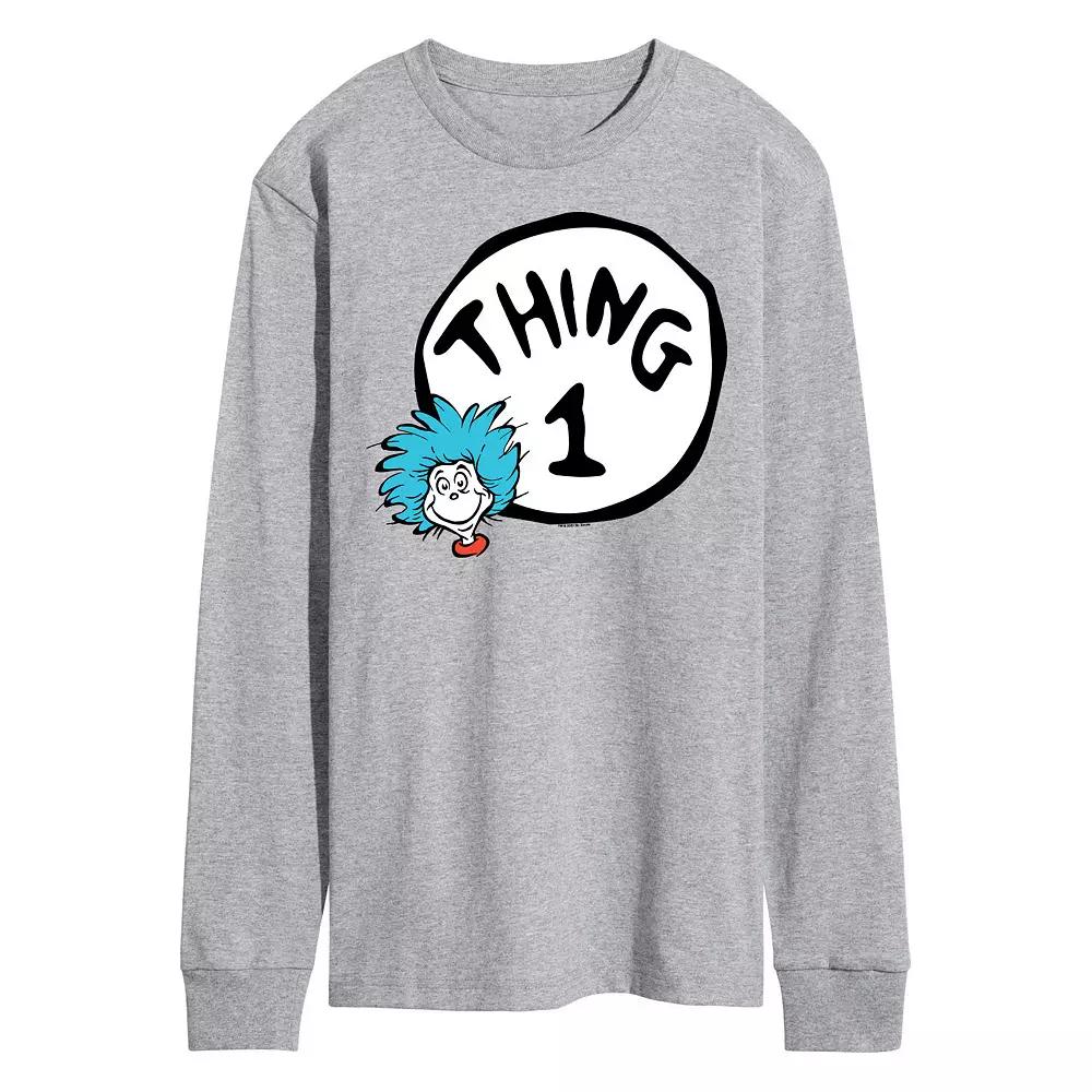 Men's Dr. Seuss Thing One Long Sleeve Graphic Tee, Size: XXL, Gray Product Image