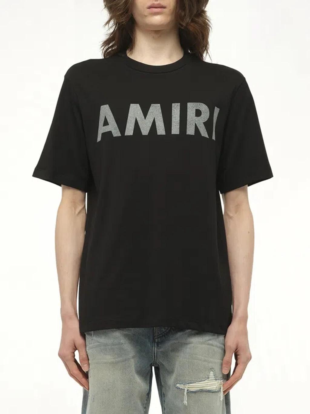 AMIRI Black Cotton T-shirt With Bold Logo Statement Product Image