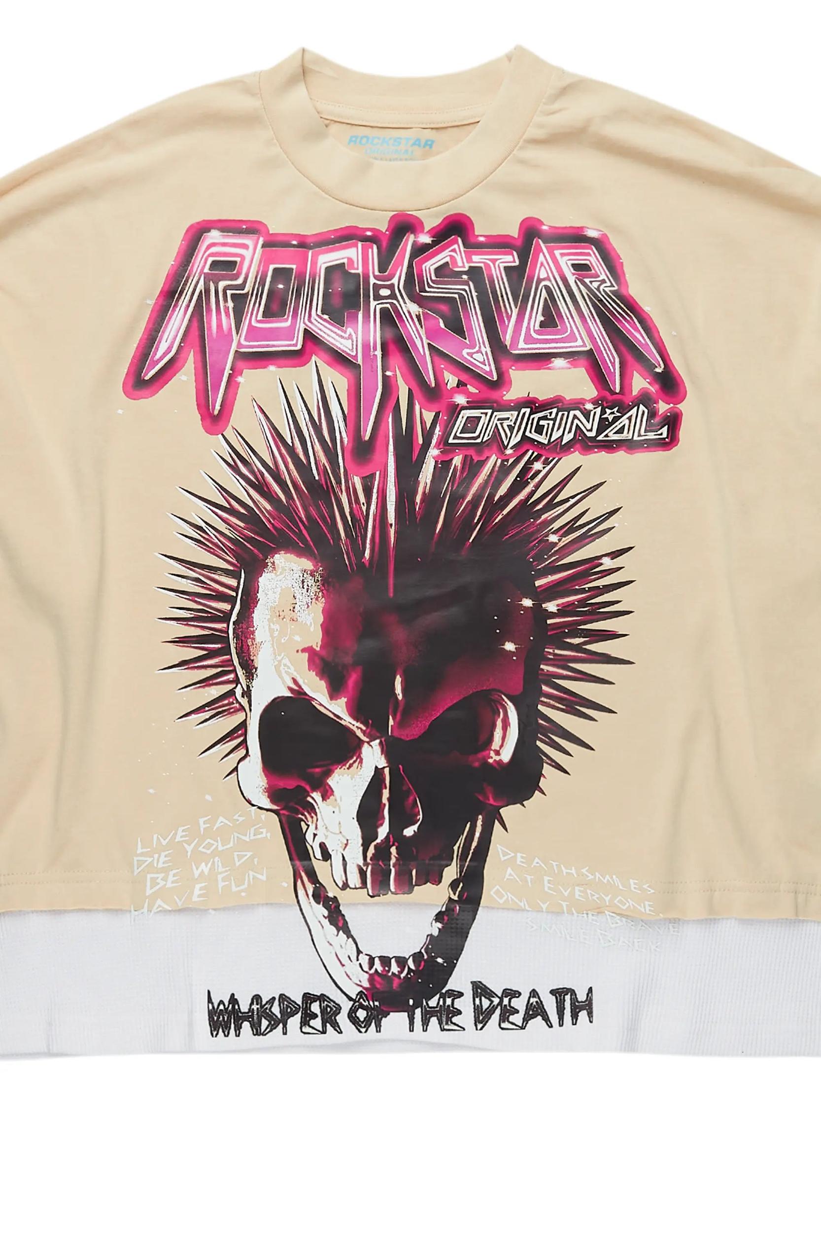 Tresura Beige/White Double Layer T-Shirt Female Product Image