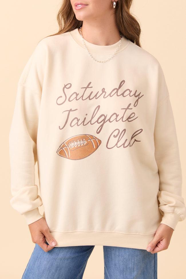 Saturday Tailgate Club Cream Graphic Sweatshirt Product Image