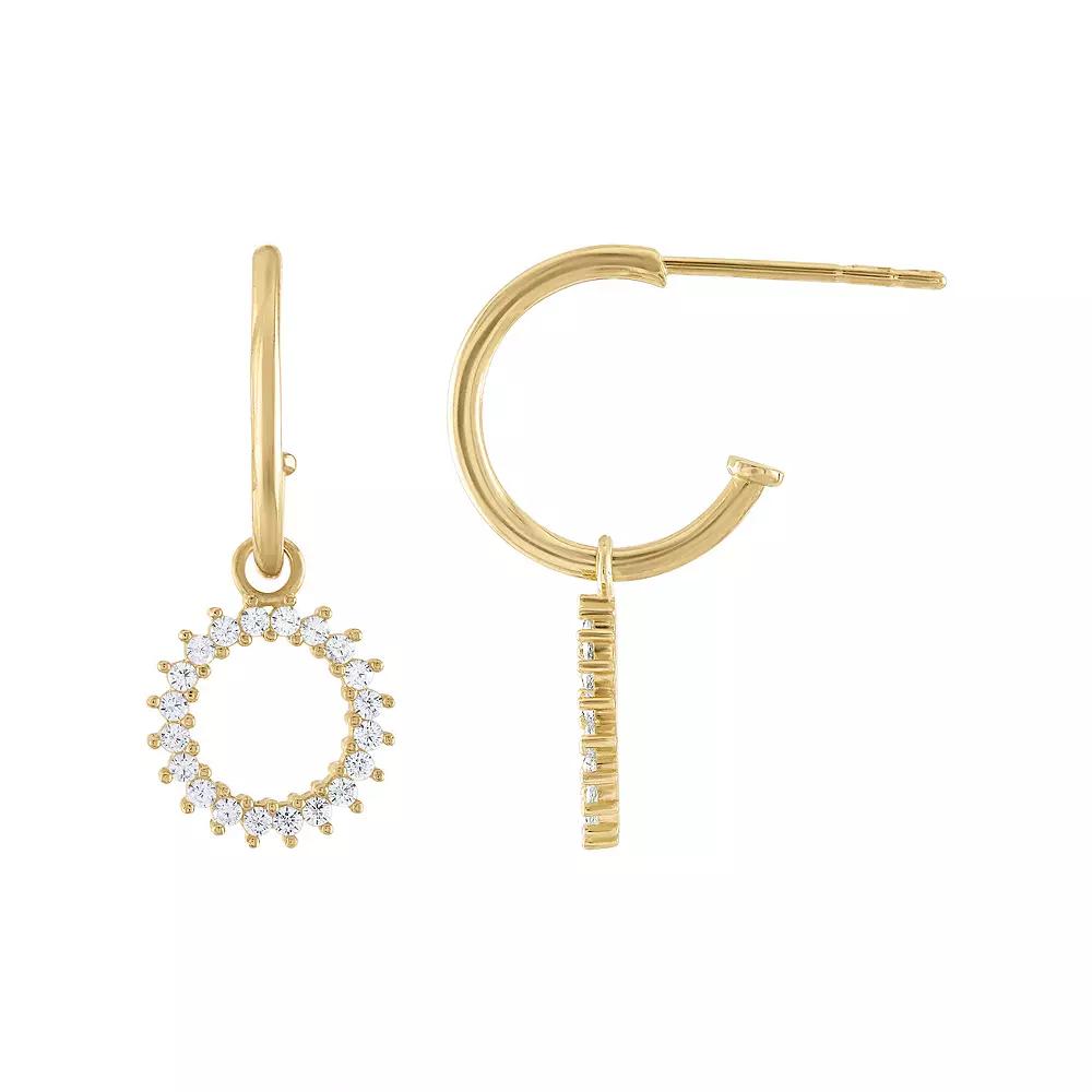 Amella Jewels 10k Gold Cubic Zirconia Circle Drop Hoop Earrings, Women's Product Image
