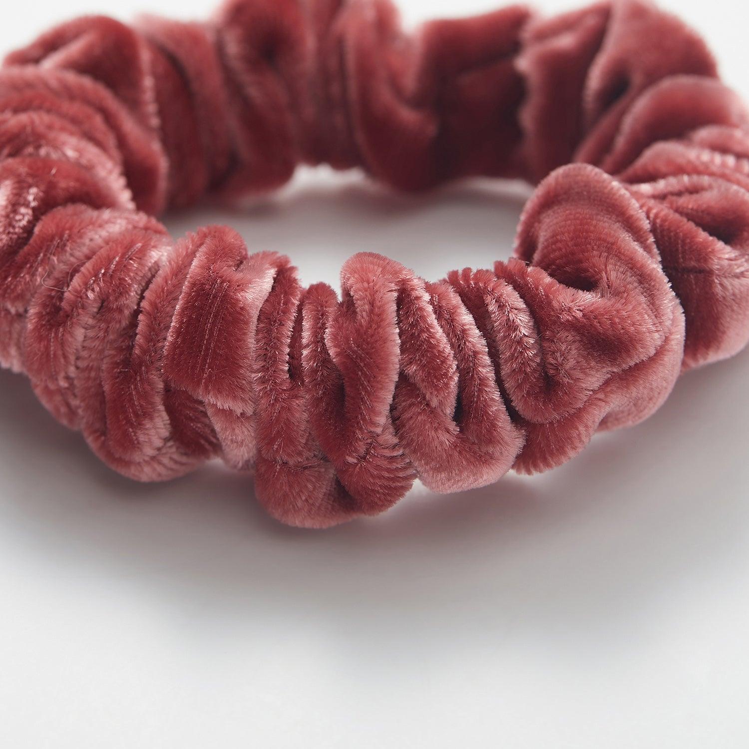 Silk Velvet Handmade Scrunchie Set of Two | 0.8 Inch & 2 Inch | Lipstick Collection Product Image