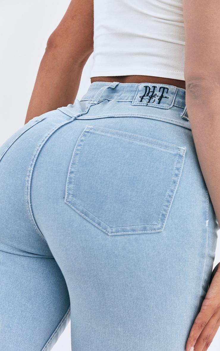 PRETTYLITTLETHING Shape Light Blue Wash High Waisted Super Stretch Denim Skinny Jeans Product Image