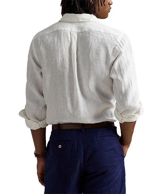 Polo Ralph Lauren Piece Dye Solid Linen Long Sleeve Woven Shirt Product Image