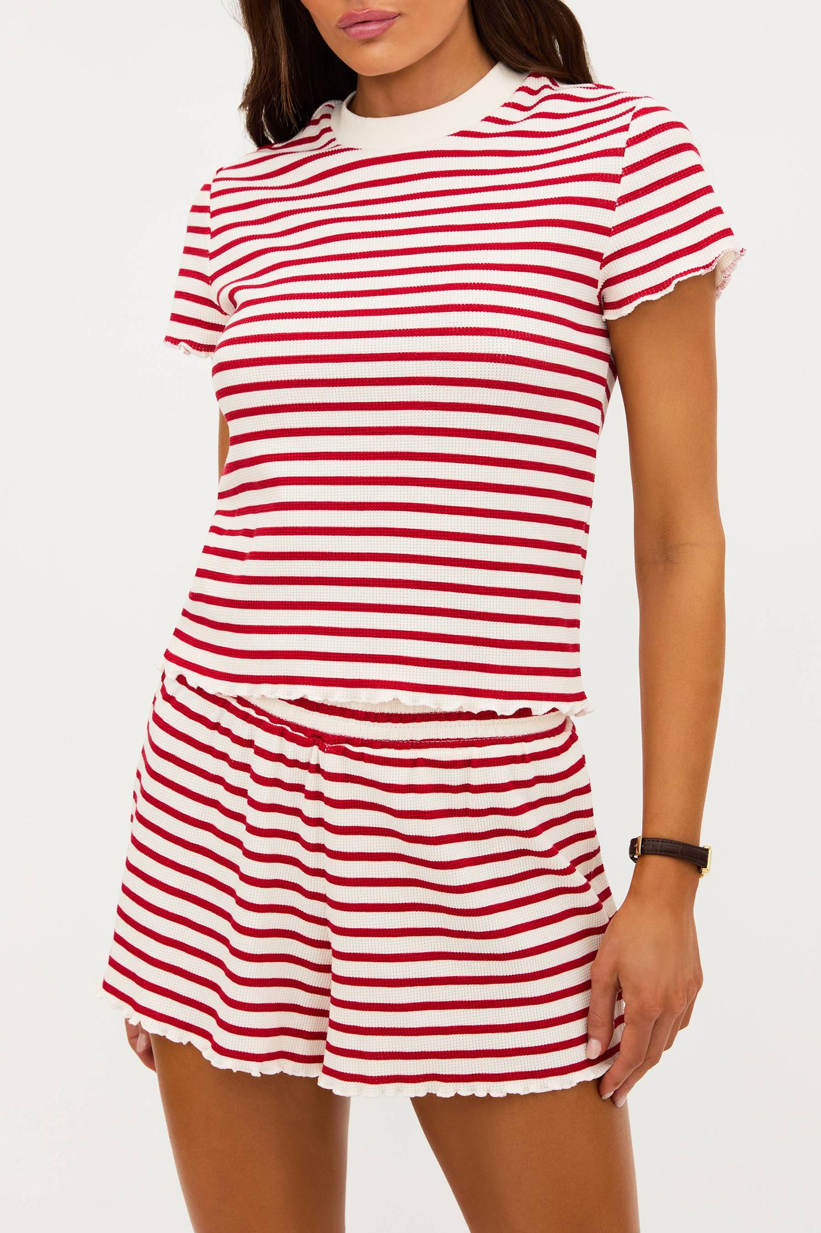 Bay Sleep Set Red Stripes Waffle Product Image