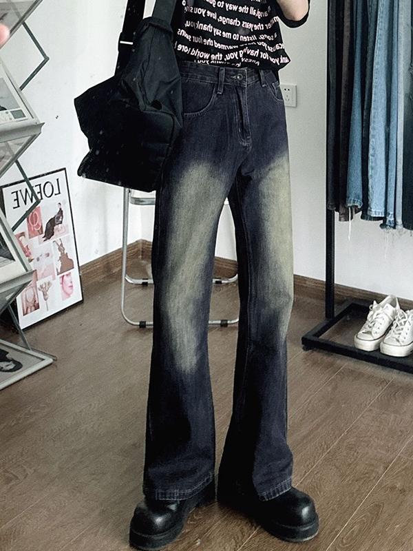 Men's Vintage Distressed Flared Loose Jeans Product Image