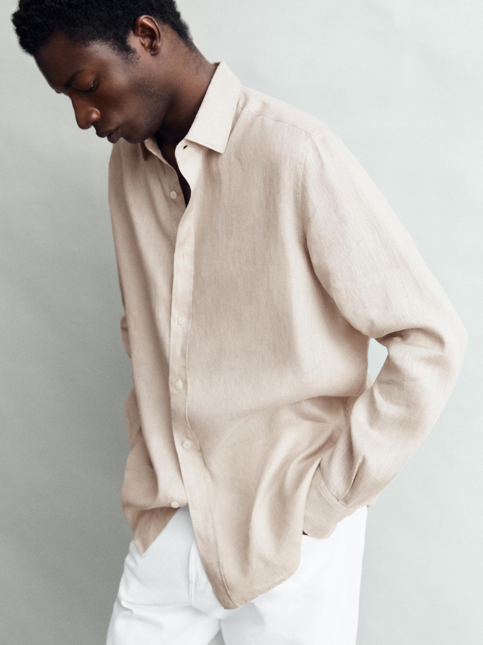 100% linen slim fit shirt Product Image