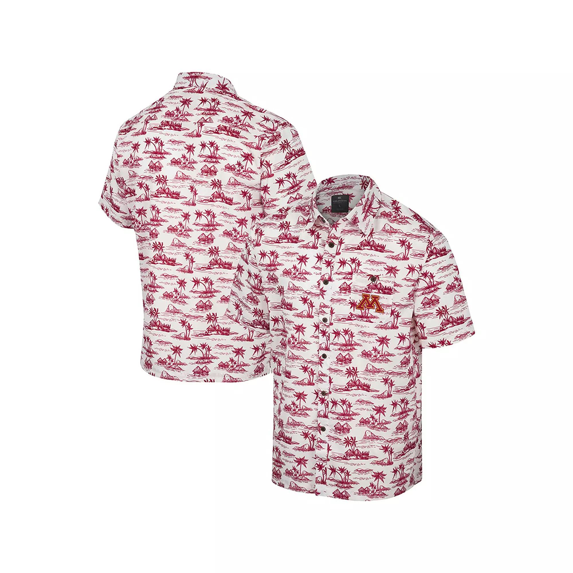 Men's Colosseum White Montana Grizzlies Spontaneous is Romantic Camp Button-Up Shirt, Size: Medium, Mon White Product Image