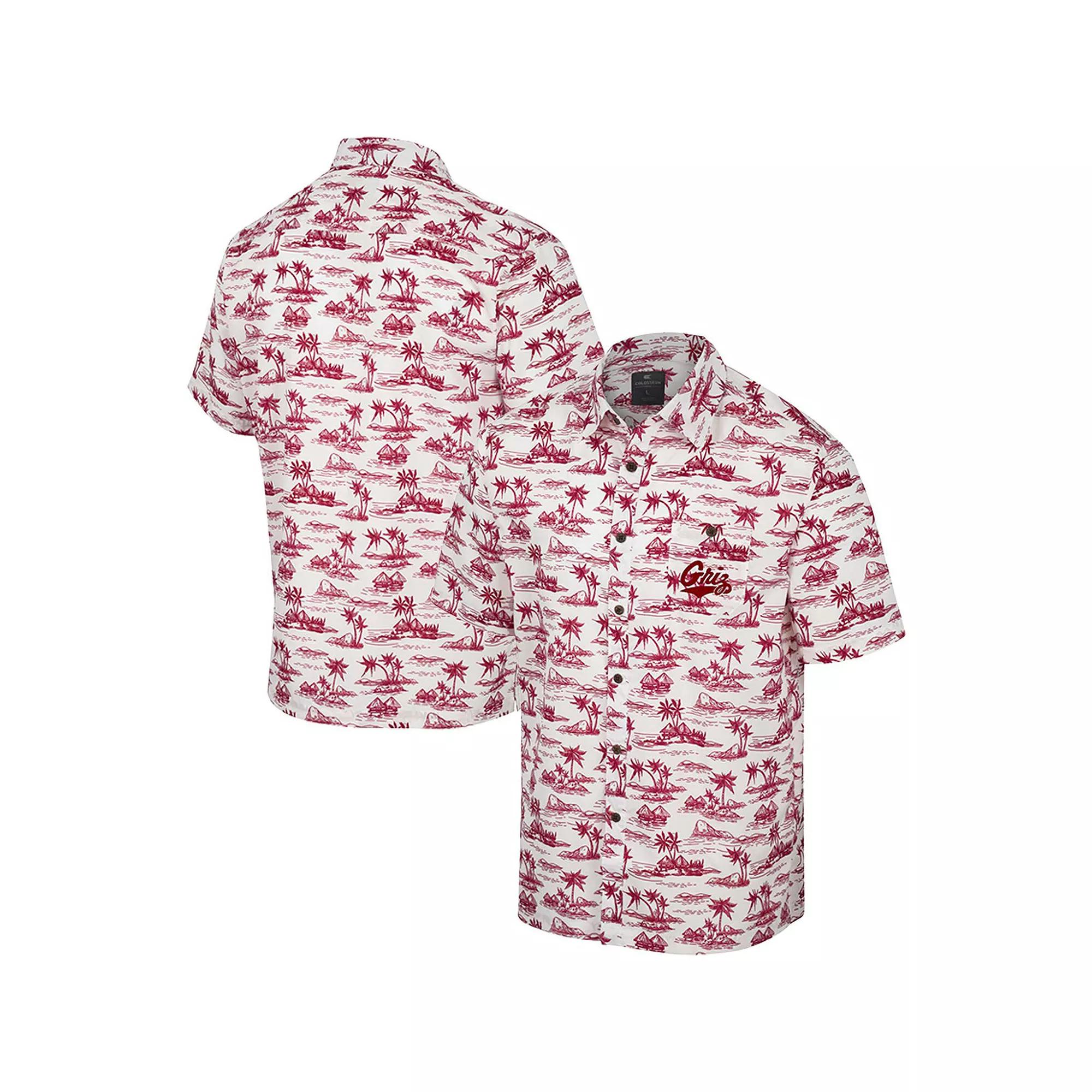 Men's Colosseum White Montana Grizzlies Spontaneous is Romantic Camp Button-Up Shirt, Size: Medium, Mon White Product Image