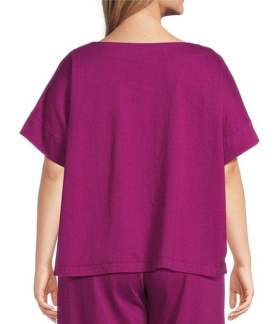 Bryn Walker Plus Orla Cotton Jersey Round Neck Short Sleeve Shirt Product Image