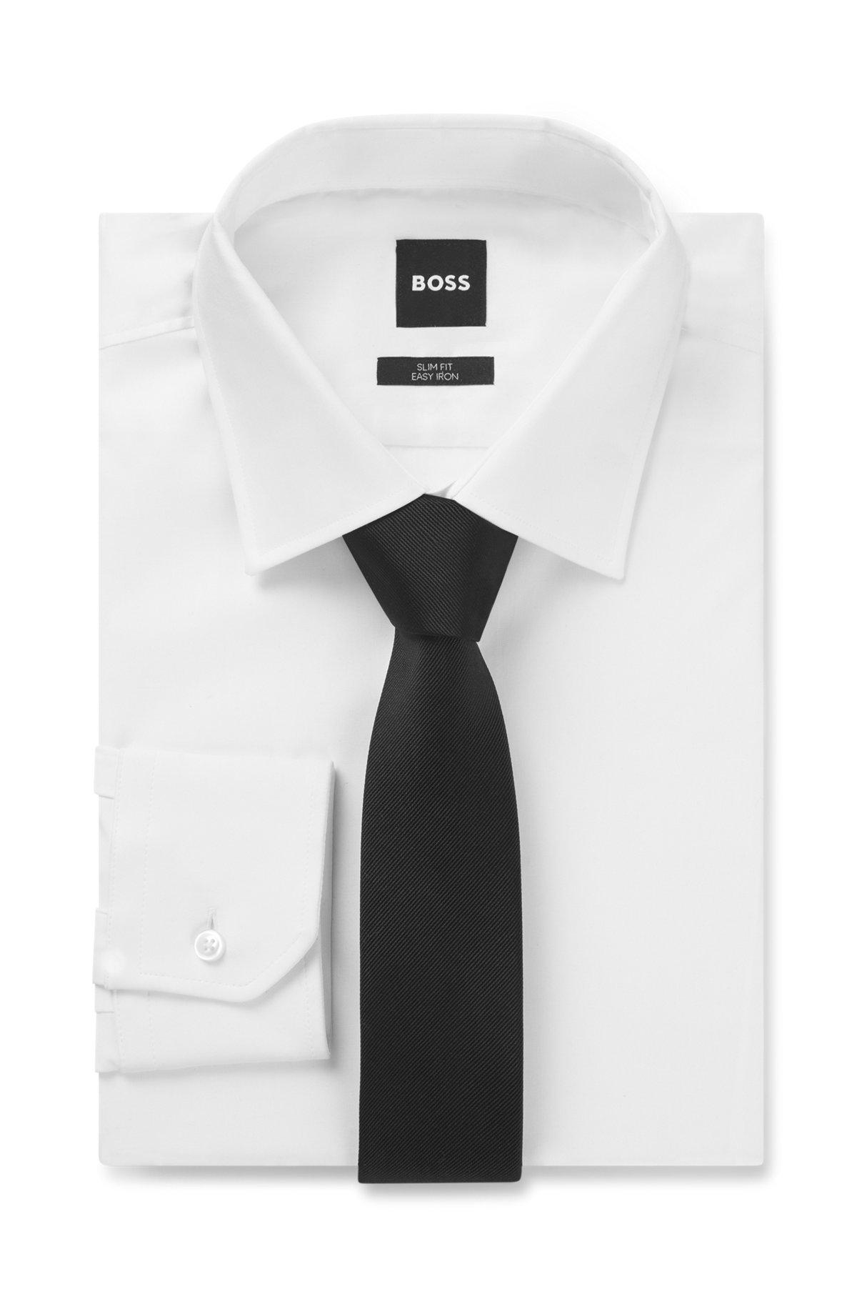BOSS - Italian-made tie in pure-silk jacquard - Black Product Image
