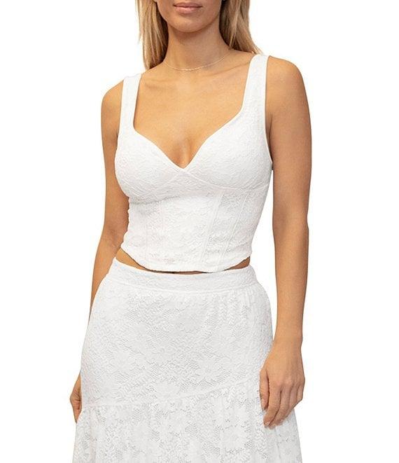 Stevie By Steve Madden Floral Lace V-Neck Corset Top Product Image