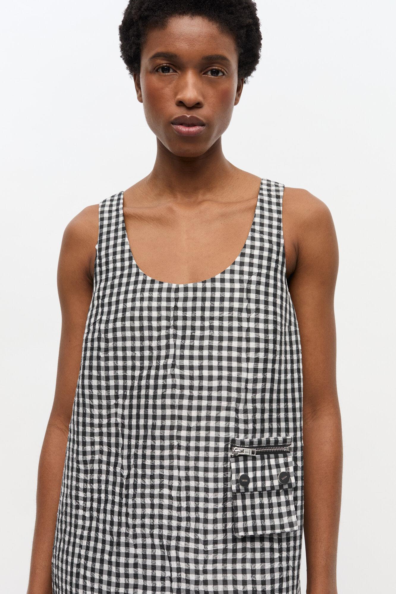 Crinkled Check Long Dress Product Image