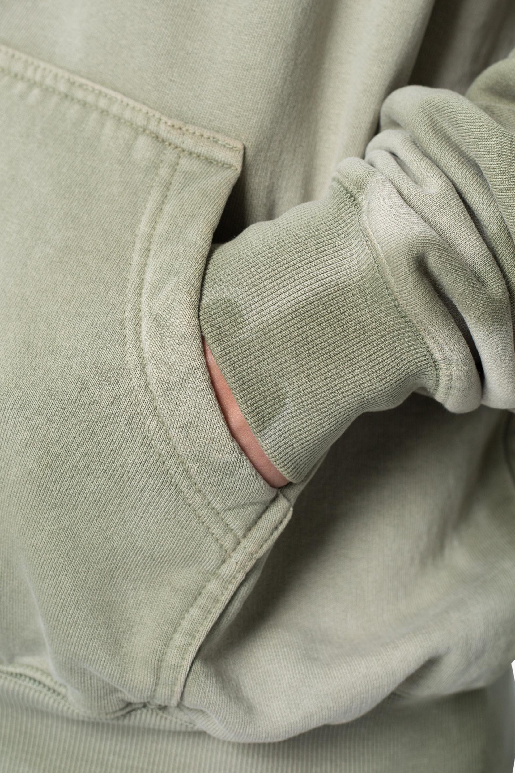 Faded Basic Zip Up Hoodie - Washed Olive Product Image