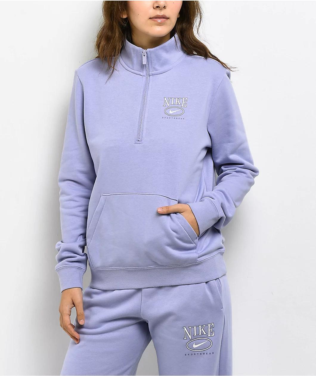 Nike Sportswear Club Purple Fleece Quarter Zip Sweatshirt Product Image