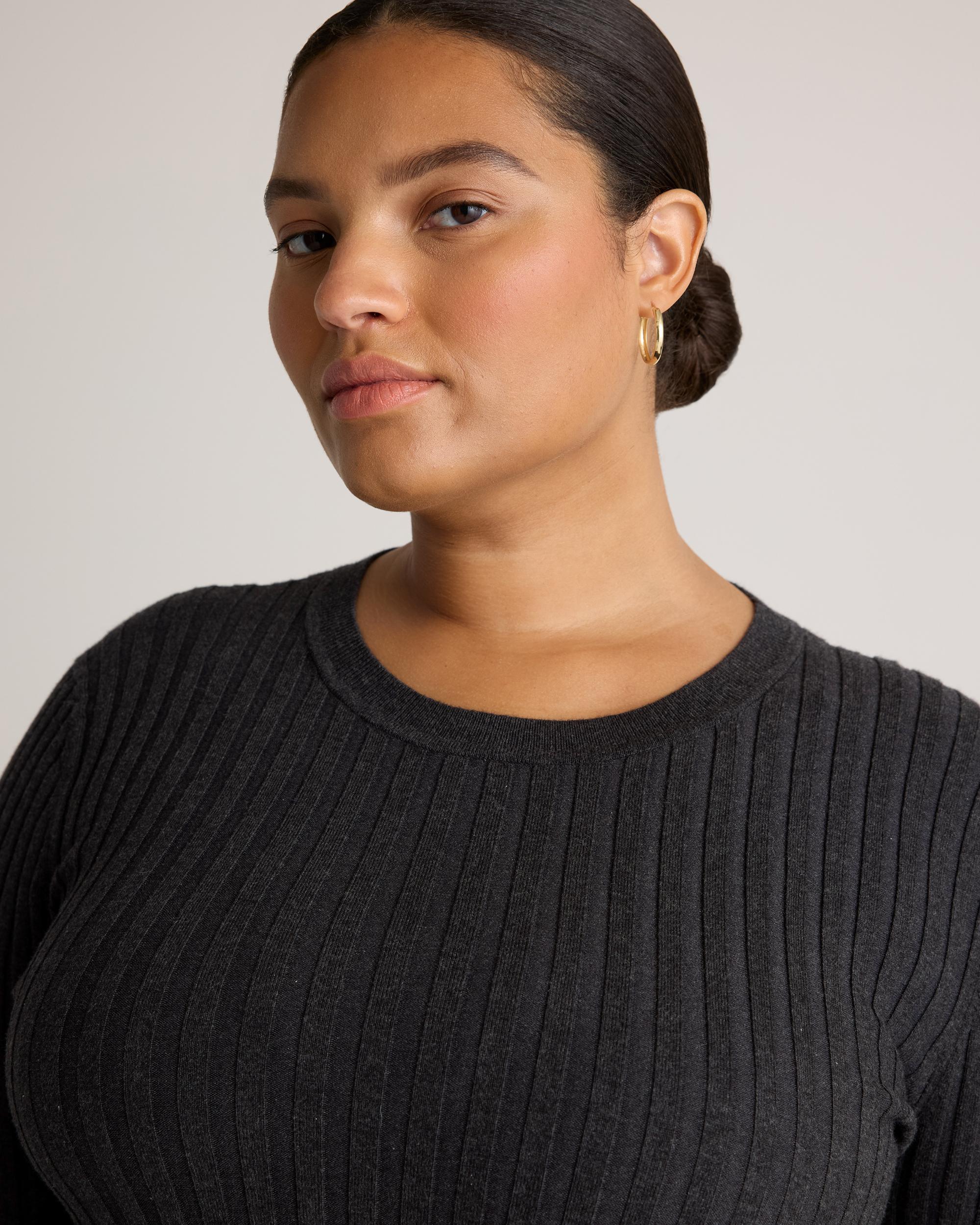 Quince | Women's Cotton Cashmere Ribbed Long Sleeve Sweater Product Image