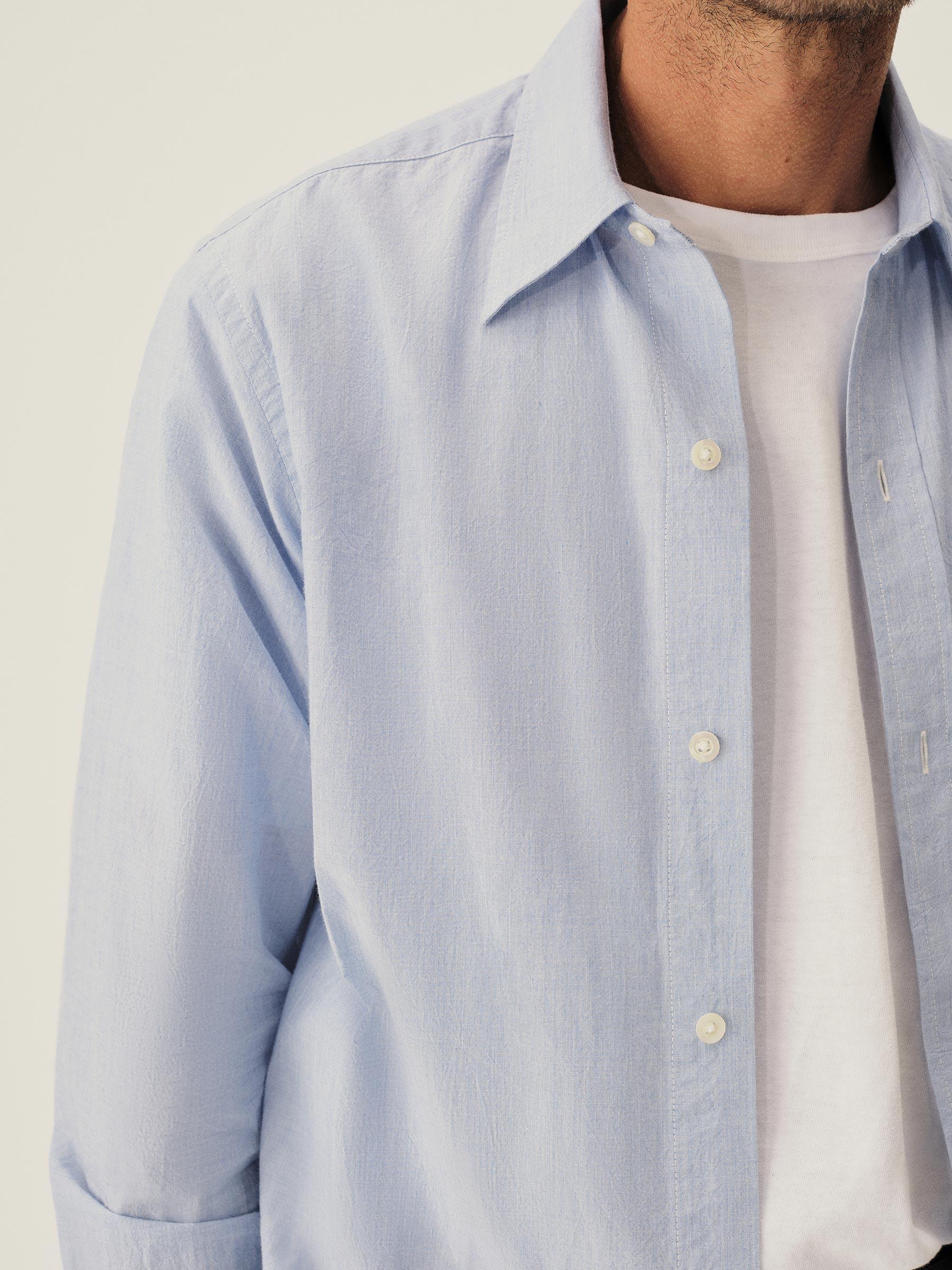 Azure End On End Wornwell One Pocket Shirt Product Image