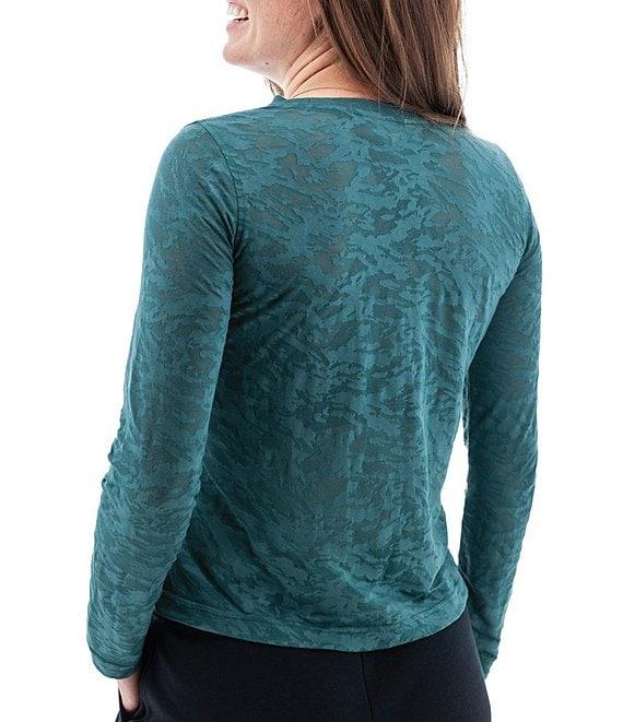 Aventura Ambrosia Ribbed Knit Burnout Crew Neck Long Sleeve Fitted Top Product Image