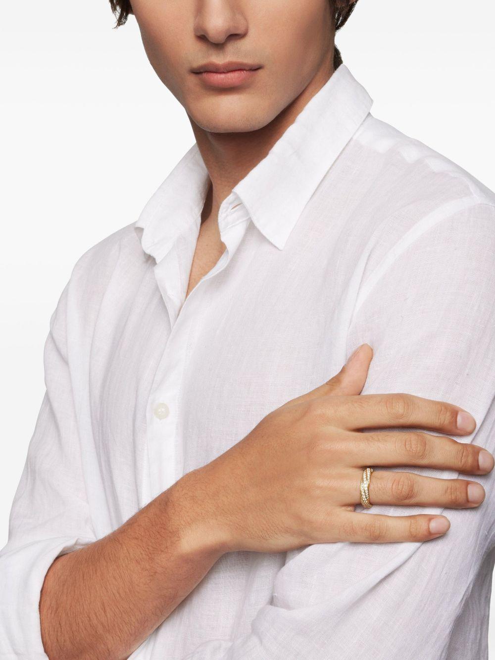 18kt recycled gold Cable Edge diamond band ring (6mm) Product Image